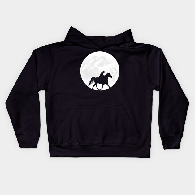 Horseback Riding in Fullmoon Kids Hoodie by ChapDemo